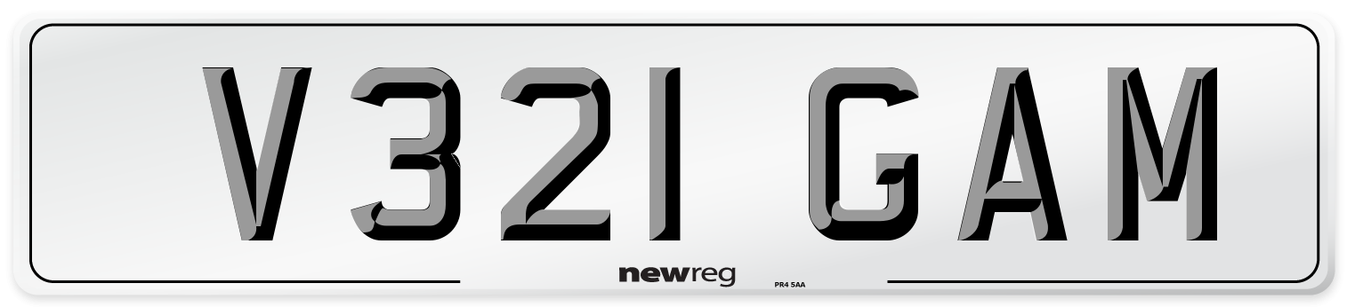 V321 GAM Number Plate from New Reg